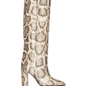 Paris Texas Python Printed Leather Knee High Boots Size 9.5 (Euro 39.5)